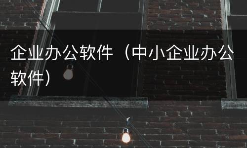 企业办公软件（中小企业办公软件）