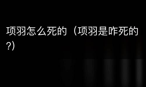 项羽怎么死的（项羽是咋死的?）