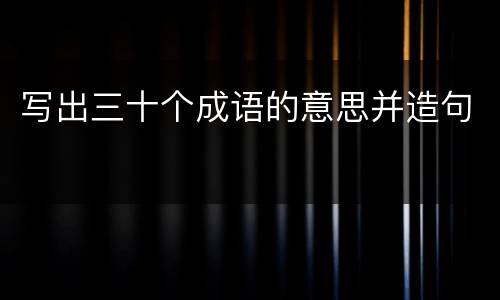 写出三十个成语的意思并造句