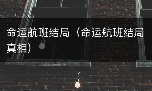 命运航班结局（命运航班结局真相）