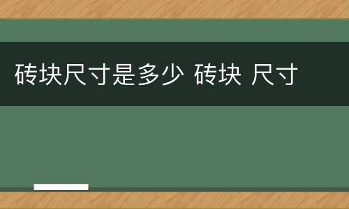 砖块尺寸是多少 砖块 尺寸