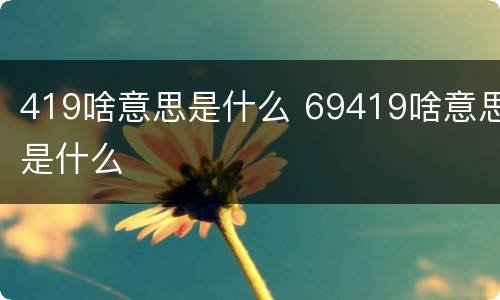 419啥意思是什么 69419啥意思是什么