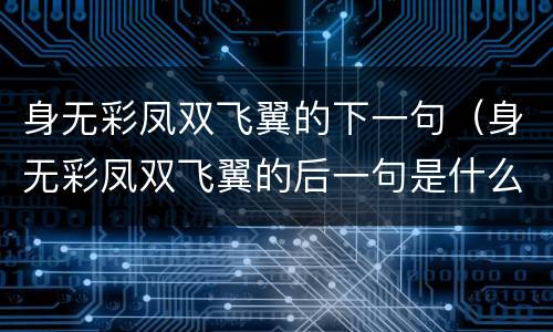 身无彩凤双飞翼的下一句（身无彩凤双飞翼的后一句是什么）