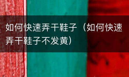 如何快速弄干鞋子（如何快速弄干鞋子不发黄）