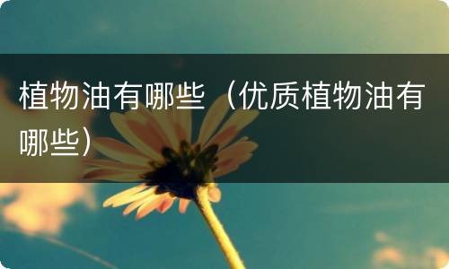 植物油有哪些（优质植物油有哪些）