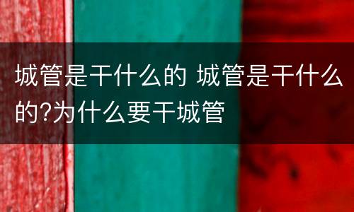 城管是干什么的 城管是干什么的?为什么要干城管