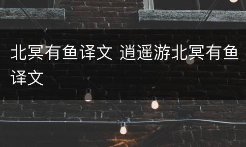 北冥有鱼译文 逍遥游北冥有鱼译文