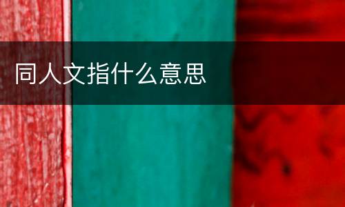 同人文指什么意思