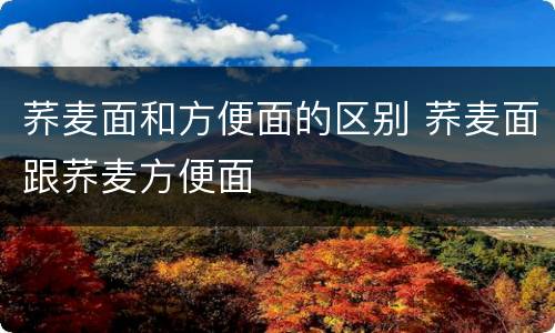 荞麦面和方便面的区别 荞麦面跟荞麦方便面