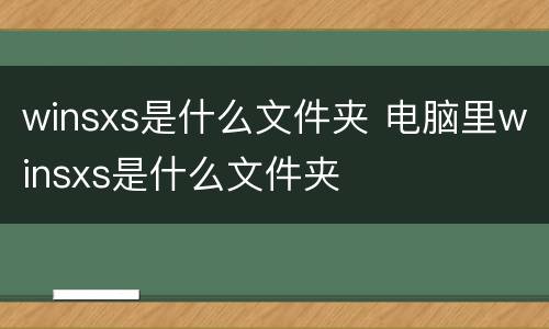 winsxs是什么文件夹 电脑里winsxs是什么文件夹
