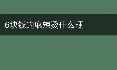 6块钱的麻辣烫什么梗