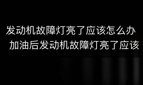 发动机故障灯亮了应该怎么办 加油后发动机故障灯亮了应该怎么办