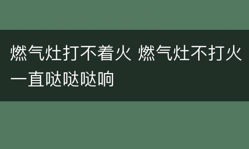 燃气灶打不着火 燃气灶不打火一直哒哒哒响