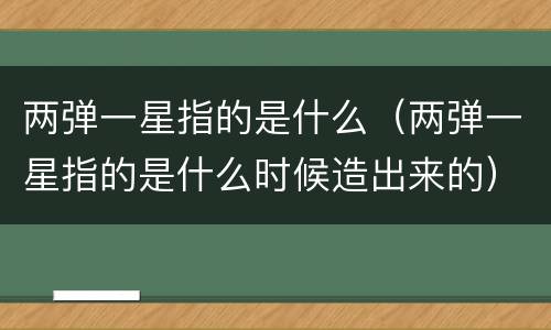 两弹一星指的是什么（两弹一星指的是什么时候造出来的）