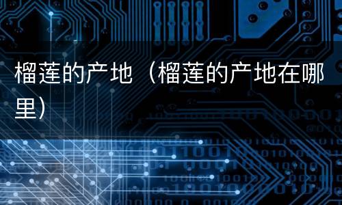 榴莲的产地（榴莲的产地在哪里）