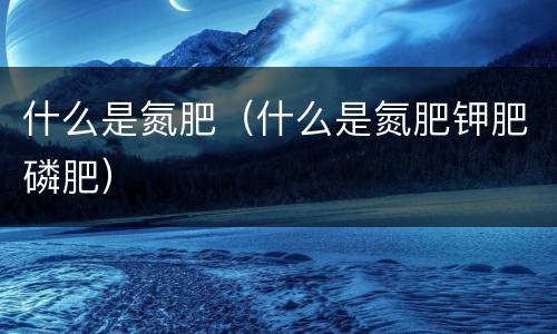 什么是氮肥（什么是氮肥钾肥磷肥）