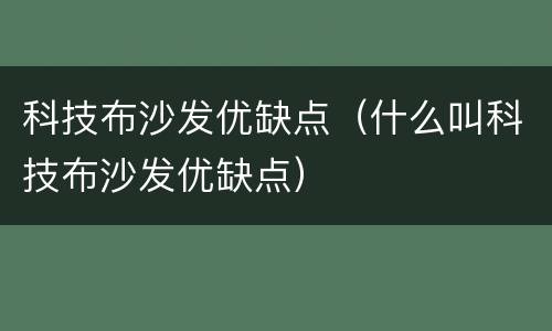 科技布沙发优缺点（什么叫科技布沙发优缺点）