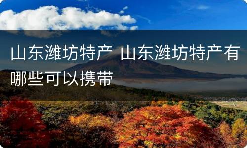 山东潍坊特产 山东潍坊特产有哪些可以携带