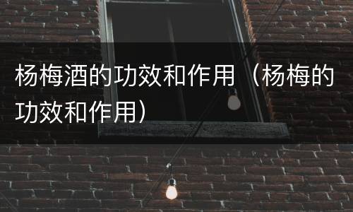 杨梅酒的功效和作用（杨梅的功效和作用）