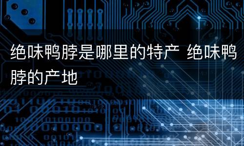 绝味鸭脖是哪里的特产 绝味鸭脖的产地