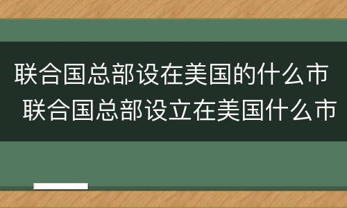 联合国总部设在美国的什么市 联合国总部设立在美国什么市