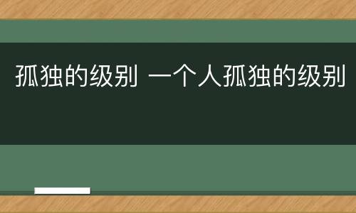 孤独的级别 一个人孤独的级别
