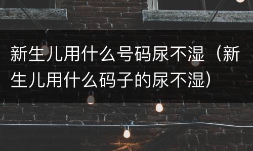 新生儿用什么号码尿不湿（新生儿用什么码子的尿不湿）