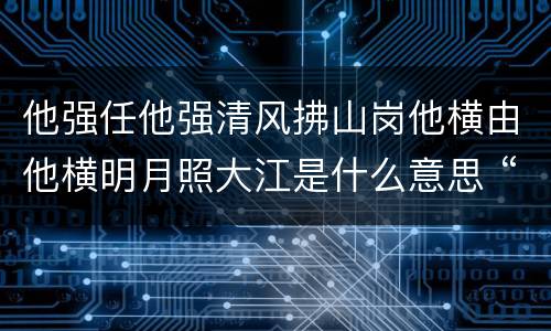 他强任他强清风拂山岗他横由他横明月照大江是什么意思 “他强任他强,清风拂山岗”下一句是什么