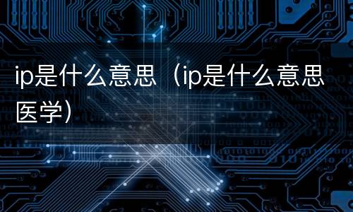 ip是什么意思（ip是什么意思医学）