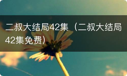 二叔大结局42集（二叔大结局42集免费）