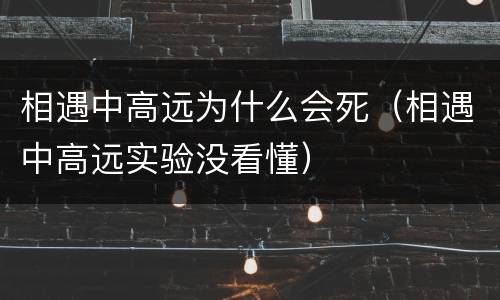 相遇中高远为什么会死（相遇中高远实验没看懂）