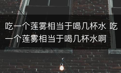 吃一个莲雾相当于喝几杯水 吃一个莲雾相当于喝几杯水啊