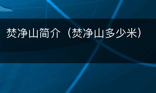 焚净山简介（焚净山多少米）