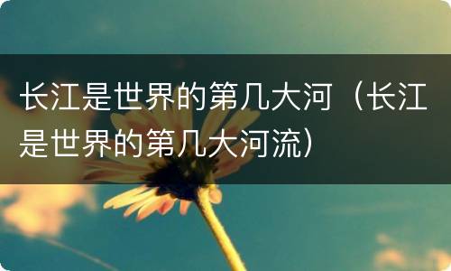 长江是世界的第几大河（长江是世界的第几大河流）