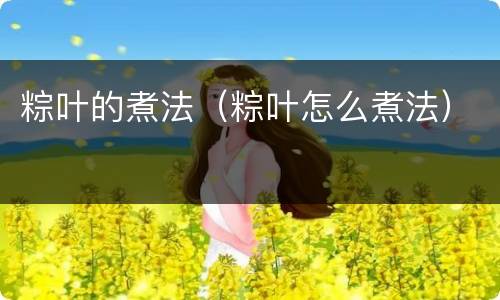 粽叶的煮法（粽叶怎么煮法）