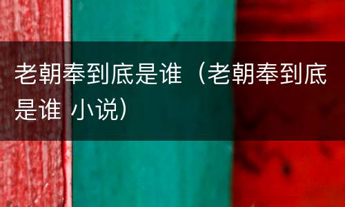 老朝奉到底是谁（老朝奉到底是谁 小说）