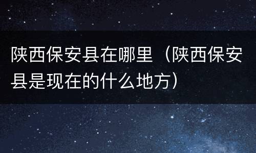 陕西保安县在哪里（陕西保安县是现在的什么地方）