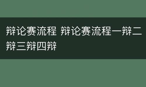 辩论赛流程 辩论赛流程一辩二辩三辩四辩
