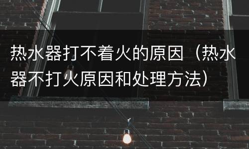 热水器打不着火的原因（热水器不打火原因和处理方法）