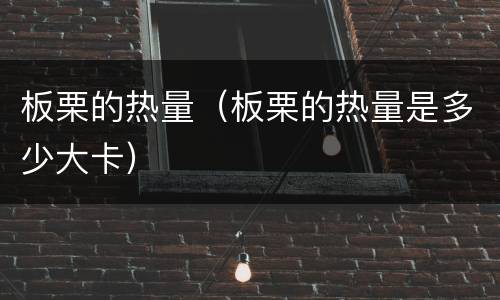 板栗的热量（板栗的热量是多少大卡）