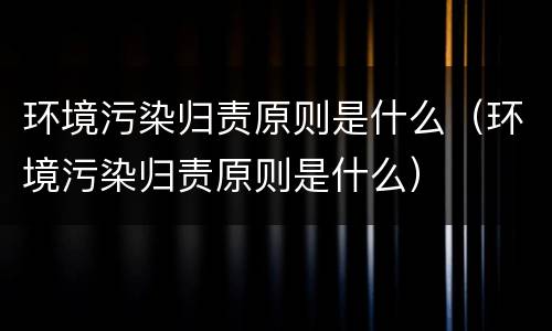 环境污染归责原则是什么（环境污染归责原则是什么）