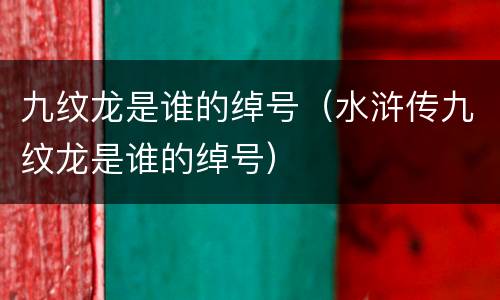 九纹龙是谁的绰号（水浒传九纹龙是谁的绰号）