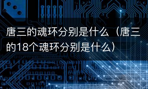 唐三的魂环分别是什么（唐三的18个魂环分别是什么）