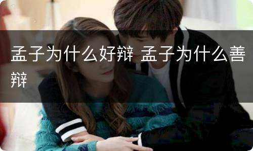 孟子为什么好辩 孟子为什么善辩