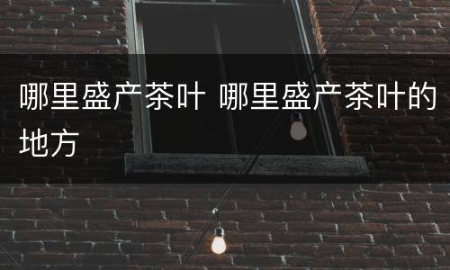 哪里盛产茶叶 哪里盛产茶叶的地方