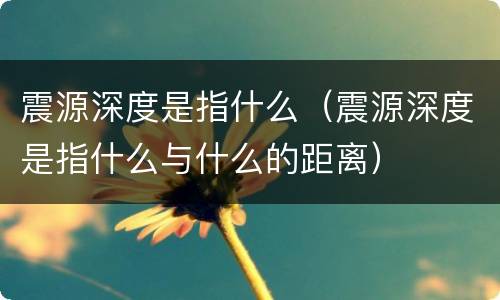 震源深度是指什么（震源深度是指什么与什么的距离）