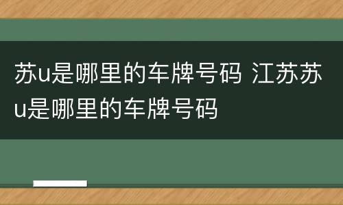 苏u是哪里的车牌号码 江苏苏u是哪里的车牌号码