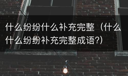 什么纷纷什么补充完整（什么什么纷纷补充完整成语?）