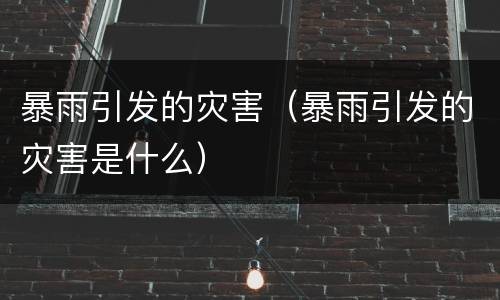暴雨引发的灾害（暴雨引发的灾害是什么）