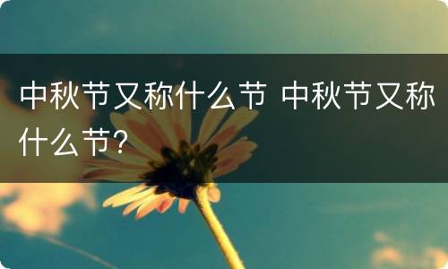 中秋节又称什么节 中秋节又称什么节?